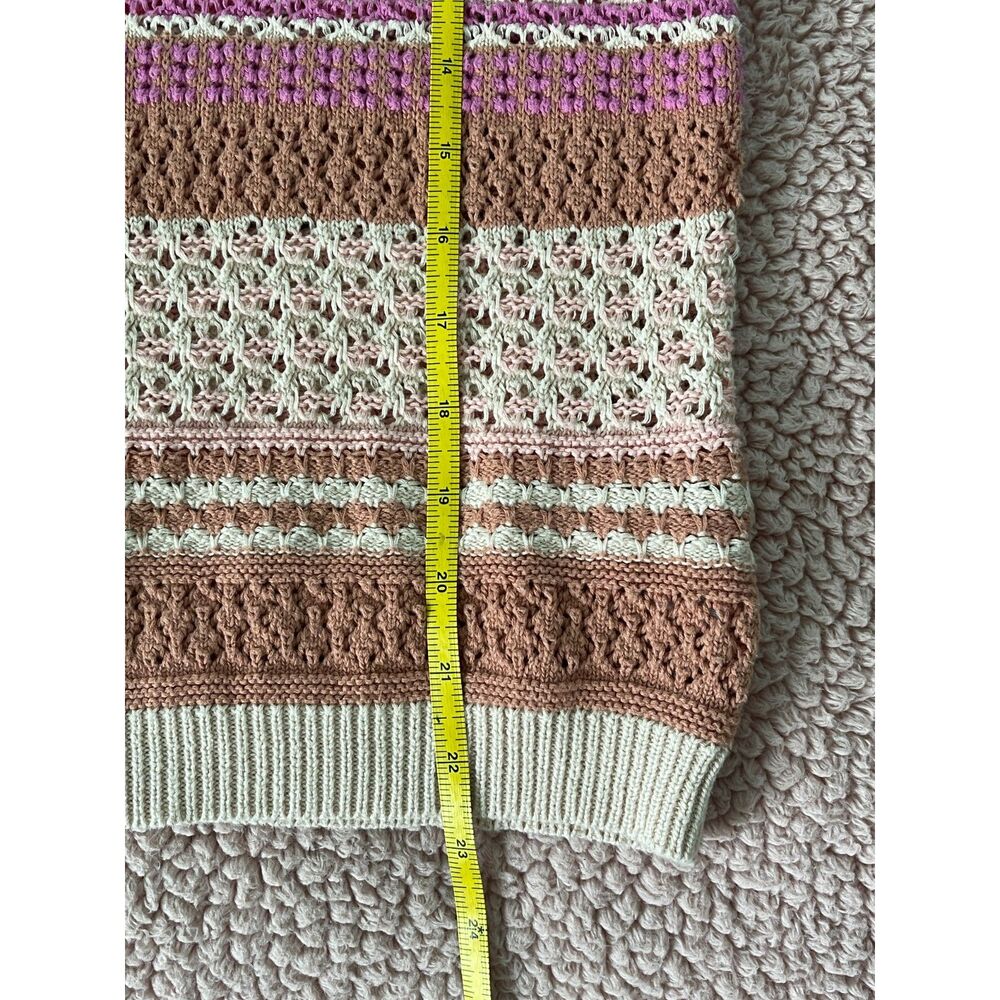 Lulus Women’s Striped Crochet Knit Tank Top Small Sz Beige Multicolor Boho Chic - Picture 5 of 6